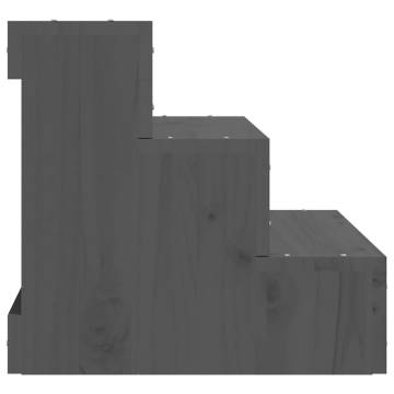 Pet Stair Grey 40x37.5x35 cm - Solid Pine Wood for Pets