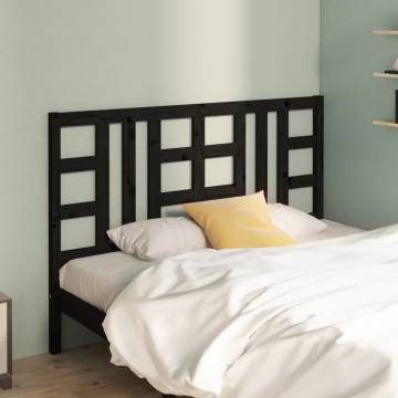 Stylish Black Bed Headboard - Solid Pine Wood, 126x4x100 cm