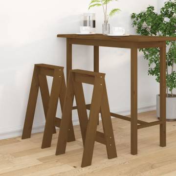 Honey Brown Solid Pine Stools - 2 pcs | Hipo Market