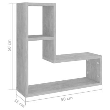 Concrete Grey Wall Shelf Set - 2 pcs | 50x15x50 cm