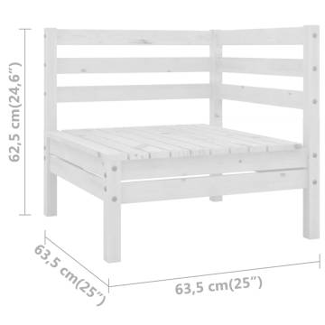 Garden Corner Sofa - White Solid Wood Pine | HipoMarket