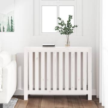 Radiator Cover White 108.5x19x84 cm - Solid Pine Wood