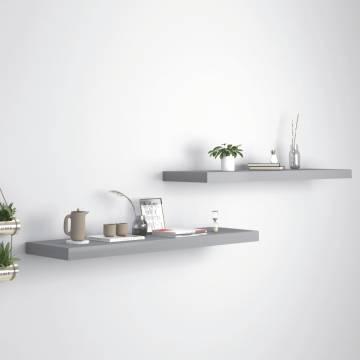 Stylish Floating Wall Shelves 2 pcs in Grey - 90x23.5 cm