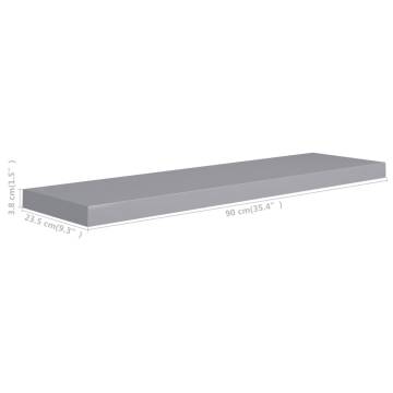 Stylish Floating Wall Shelves 2 pcs in Grey - 90x23.5 cm