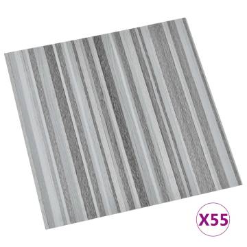 Self-Adhesive Light Grey Flooring Planks - 55 pcs PVC | HipoMarket