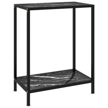 Stylish Black Console Table 60x35x75 cm - Tempered Glass