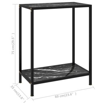 Stylish Black Console Table 60x35x75 cm - Tempered Glass