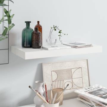 Floating Wall Shelf High Gloss White - 50x23x3.8 cm MDF