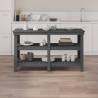 Work Bench Grey 142.5x50x80 cm Solid Wood Pine | HipoMarket