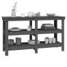 Work Bench Grey 142.5x50x80 cm Solid Wood Pine | HipoMarket