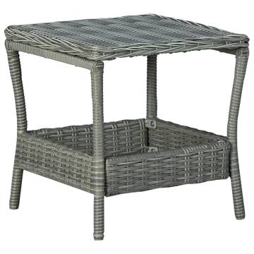 Stylish Light Grey Garden Table - Poly Rattan 45x45 cm