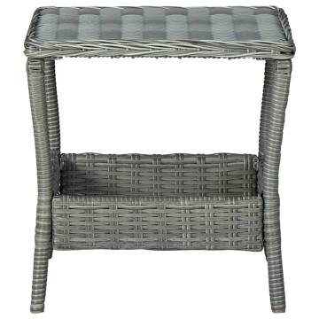 Stylish Light Grey Garden Table - Poly Rattan 45x45 cm