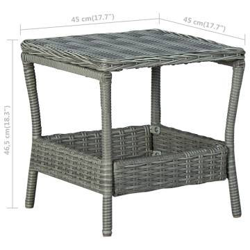 Stylish Light Grey Garden Table - Poly Rattan 45x45 cm