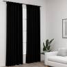 Linen-Look Blackout Curtains with Hooks 2 pcs Black 140x225 cm Colour black Size 140 x 225 cm Quantity in Package 2 