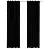 Linen-Look Blackout Curtains - 2 pcs Black 140x225 cm