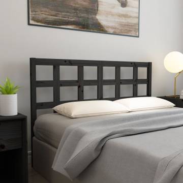 Stylish Black Pine Bed Headboard - 165.5x4x100 cm