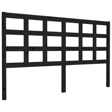 Stylish Black Pine Bed Headboard - 165.5x4x100 cm