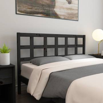 Stylish Black Pine Bed Headboard - 165.5x4x100 cm