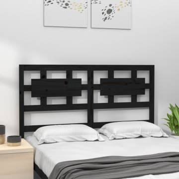 Stylish Black Pine Bed Headboard - 165.5x4x100 cm