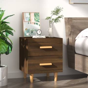 Brown Oak Bed Cabinet - Stylish & Multifunctional