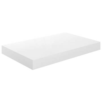 High Gloss White Floating Wall Shelf - 40x23x3.8 cm MDF