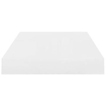 High Gloss White Floating Wall Shelf - 40x23x3.8 cm MDF