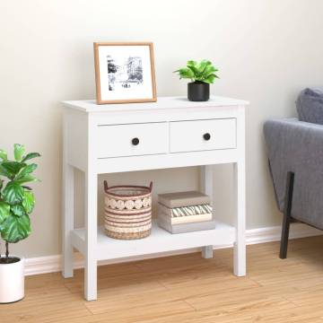 Classic White Console Table - Solid Pine Wood 75x35x75 cm