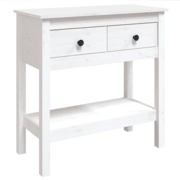 Classic White Console Table - Solid Pine Wood 75x35x75 cm