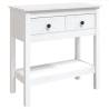 Classic White Console Table - Solid Pine Wood 75x35x75 cm