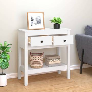 Classic White Console Table - Solid Pine Wood 75x35x75 cm