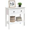 Classic White Console Table - Solid Pine Wood 75x35x75 cm