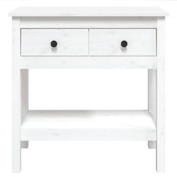 Classic White Console Table - Solid Pine Wood 75x35x75 cm