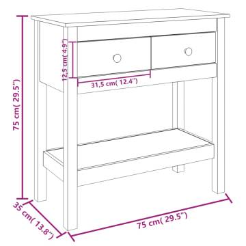 Classic White Console Table - Solid Pine Wood 75x35x75 cm