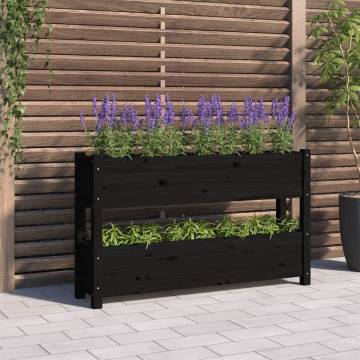 Planter Black - Solid Pine Wood - 112x25x66 cm | HipoMarket