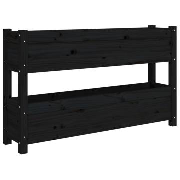 Planter Black - Solid Pine Wood - 112x25x66 cm | HipoMarket