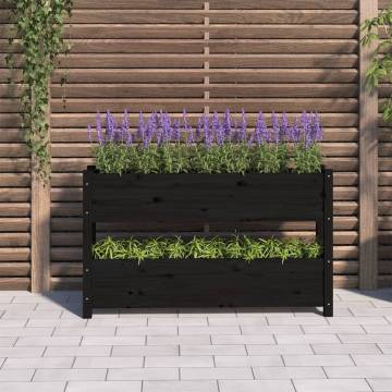 Planter Black - Solid Pine Wood - 112x25x66 cm | HipoMarket