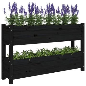 Planter Black - Solid Pine Wood - 112x25x66 cm | HipoMarket