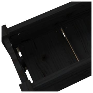 Planter Black - Solid Pine Wood - 112x25x66 cm | HipoMarket