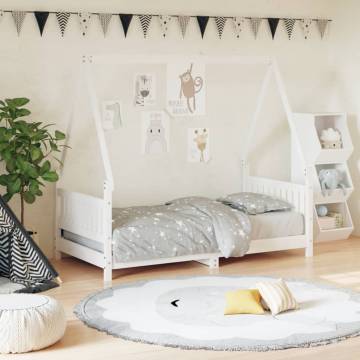 Kids Bed Frame White 80x160 cm - Solid Pine Wood | Hipomarket