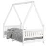 Kids Bed Frame White 80x160 cm - Solid Pine Wood | Hipomarket