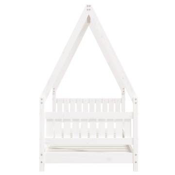 Kids Bed Frame White 80x160 cm - Solid Pine Wood | Hipomarket