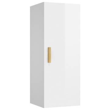 High Gloss White Wall Cabinet - Space-Saving Solution