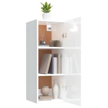 High Gloss White Wall Cabinet - Space-Saving Solution