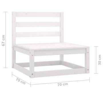 Garden Middle Sofa - White Solid Wood Pine | HipoMarket