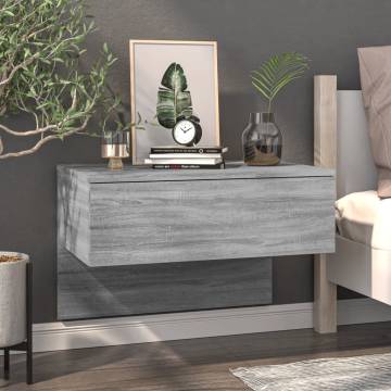 Wall-mounted Bedside Cabinet Grey Sonoma - Space Saving Design