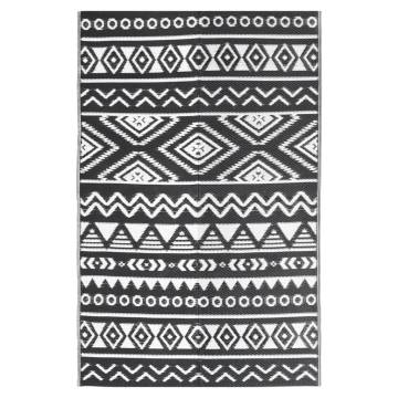 Outdoor Rug Black 160x230 cm | Stylish Patio Carpet