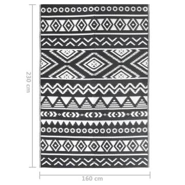 Outdoor Rug Black 160x230 cm | Stylish Patio Carpet