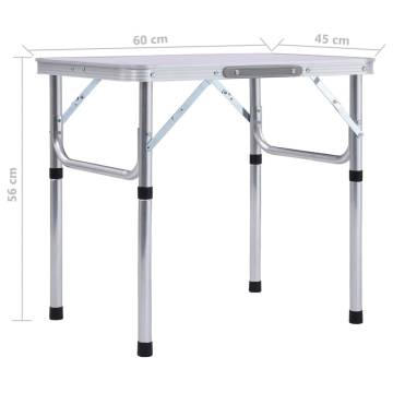 Folding Camping Table - White Aluminium 60x45 cm | HipoMarket