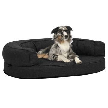 Ergonomic Dog Bed Mattress 75x53 cm - Linen Look Fleece Black