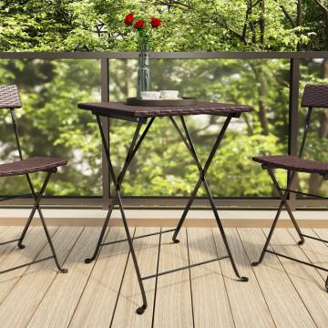 Folding Bistro Table Brown 55x54x71 cm | Durable Poly Rattan